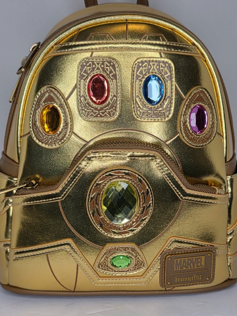 Loungefly Disney Marvel Thanos Infinity Gauntlet Mini Backpack Gold NWT
